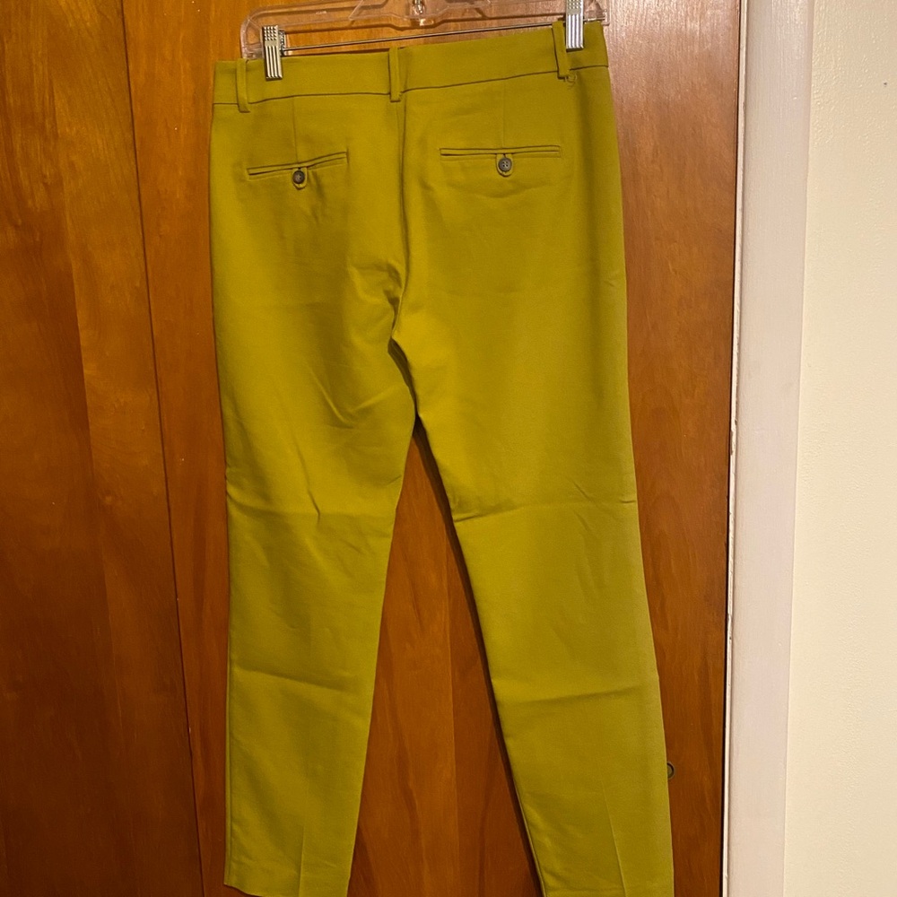 Zara Chartreuse Celery Green Basic Collection Straight Leg Flat Front Dress Pant - Picture 4 of 5